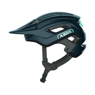 Image de ABUS MTB Helm Cliffhanger Casque de vélo pour les trails exigeants avec grandes ouvertures d&#039;aération &amp; système courroie TriVider hommes et femmes bleu/vert menthe, taille S