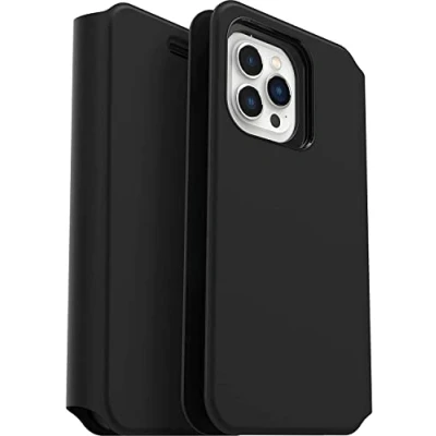 Image de Coque Apple iPhone 13 Pro Max Similicuir OtterBox portefeuille Étui téléphone Noir Shockproof