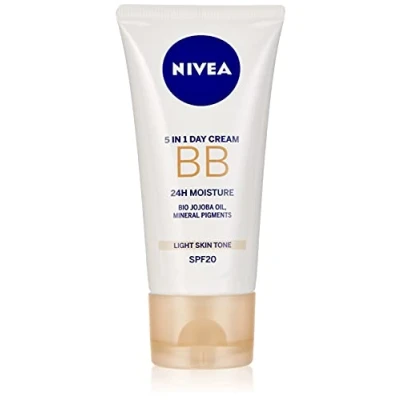 Image de NIVEA BB Cream Light (50 ml, lot de 3), hydratant 5 en 1 à l&#039;huile jojoba bio et minéraux Efficacité 24 heures SPF 20