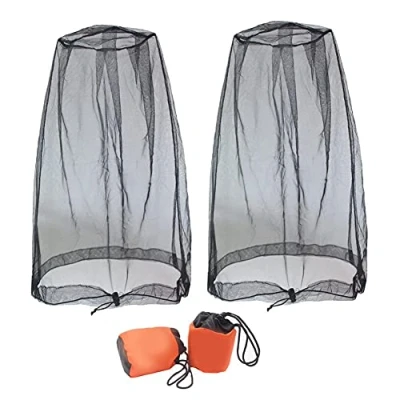 Image de Midge Net Head Cover Mosquito Protection du Visage Insective Netting avec Sac Noir 2pcs