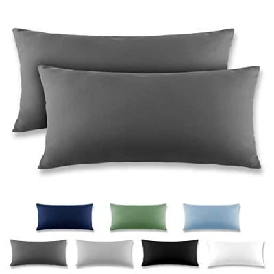 Image de REDKEY Taie Oreiller 40x80 Gris foncé Lot de 2 Taies d&#039;Oreillers 40 x 80 Carré en Microfibre Brossée, Housse Coussin avec sa Fermeture à Rabat (sans Éclair)