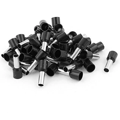 Image de sourcing map 50pcs 10mm2 Embout de Câble Câblage Cosse à sertir électrique Fil Sertissage Borne Connecteur Terminal isolé Bootlace Virole Noir
