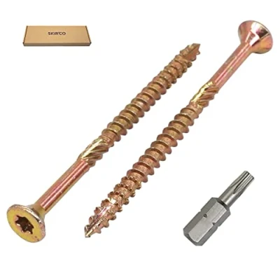 Image de SKIR&#039;CO Lot de 200 Vis à bois universelles en acier zingué Tête fraisée Torx Type 17 panneaux d&#039;aggloméré 4,0 x 60 mm Jaune