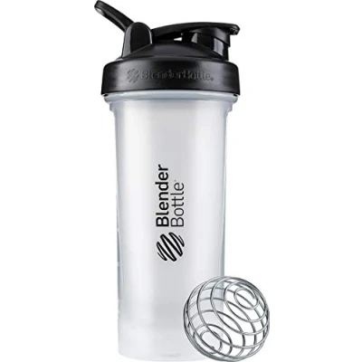 Image de BlenderBottle Shaker Classic V2 avec Boule en Acier Inoxydable, Parfait pour Les Boissons protéinées, Passe au Lave Vaisselle, 830 ML, Transparent/Noir