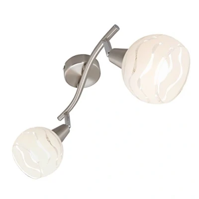 Image de Briloner Leuchten 2046 022 Plafonnier 2 spots pivotants abat jours en verre partiellement satiné compatible LED douilles E14 40 W max. 28.5 x 9.7 13 cm