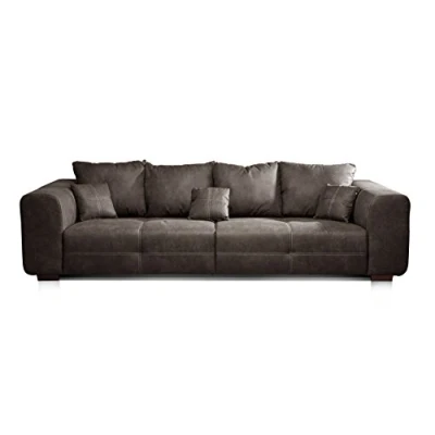 Image de CAVADORE Mavericco Grand canapé Love Seats, Microfibre, Aspect Cuir : Anthracite, Big Sofa