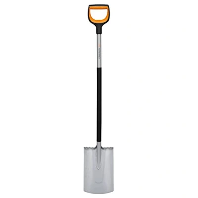 Image de Fiskars Bêche de Jardin pour Sols mous et pauvres en cailloux, Bout Rond, Longueur : 120 cm, Lame renforcée acier au bore, Noir/Orange, Xact, 1066730