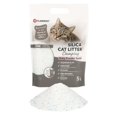 Image de Flamingo Litière pour Chats Parfum Talc bébé 5L 6 SEMAINES Origine Canada neutralisent les odeurs désagréables douce pattes aussi chatons