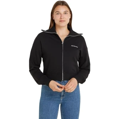Image de Calvin Klein Jeans Sweat avec Fermeture Femme Éclair Zippé Diffused Monologo Zippé, Noir (CK Black), XS