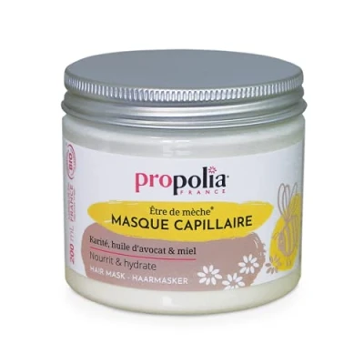 Image de PROPOLIA Bio Masque Capillaire Nourrit et hydrate les Cheveux secs abimés Miel, Beurre de Karité &amp; Huile d’Avocat Fabriqué en France 200 ml