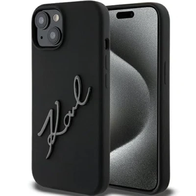 Image de Karl LAGERFELD KLHCP15SSKSBMCK Coque pour iPhone 15 6,1&quot; Noir Hardcase Silicone Script