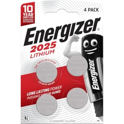 Image de Energizer Pile CR2025, Piles Plates Lithium, Lot de 4