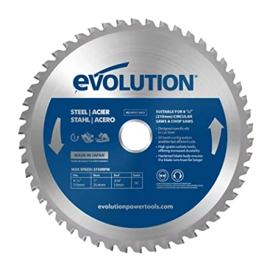 Image de Evolution M210TCT 50CS Lame à Acier Doux TCT 210mm 50 Dents Alésage 25,4mm pour Scie Circulaire