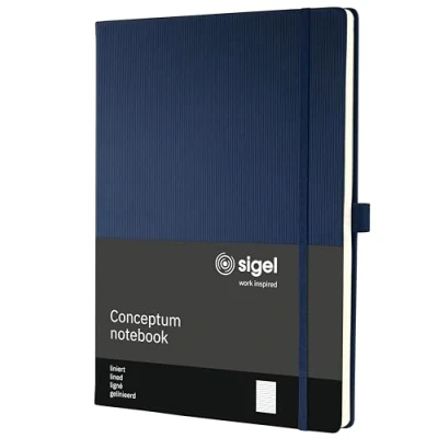 Image de SIGEL CO647 Carnet de notes premium ligné, A4, couverture rigide, bleu Conceptum