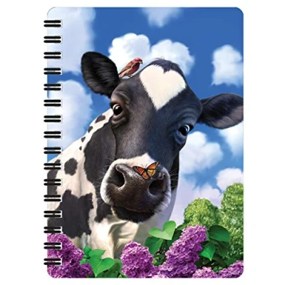 Image de 3D LiveLife Bloc note Vache Curieuse de Deluxebase. Carnet à Spirale A6 Art Lenticulaire pages vierges en papier recyclé. Illustrations sous licence l&#039;artiste renommé Jerry LoFaro