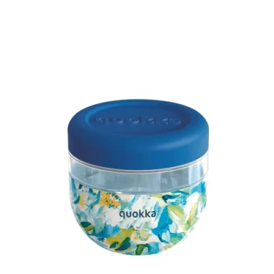 Image de Quokka BUBBLE BLUE PEONIES CONTENANT ALIMENTAIRE EN MS AVEC COUVERCLE SILICONE 770 ML