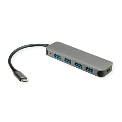 Image de VALUE Hub USB 3.2 Gen 1, 4 Prises, câble de Connexion Type C, avec 1 Port PD