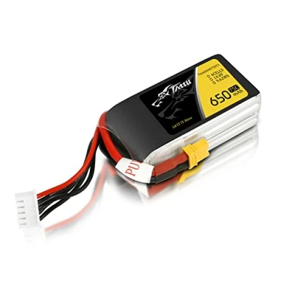 Image de Tattu 4S Lipo Batterie 650mAh 14,8V 75C RC avec connecteur XT30 pour UAV Drone Quadcopter Multirotor FPV 150 Taille