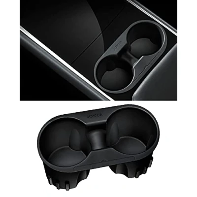 Image de JOWUA Porte gobelet pour Console Centrale Tesla Model 3/Model Y, en Silicone, Lavable, Noir