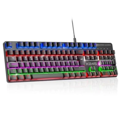Image de EMPIRE Gaming Nouveau 2025 K245 Clavier Filaire Switches Mécanique MX Red (FR AZERTY) Type C pour PC/PS4/PS5/Xbox Rétroéclairage RGB 24 Effets 105 Touches N Key Rollover (NKRO)