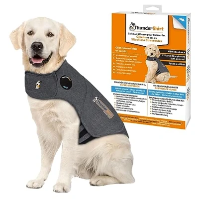 Image de ThunderShirt Gilet Relaxant pour Chiens. Rassure Lors de Situations stressantes. Méthode Douce et Naturelle. Existe en 5 Tailles. Gris.