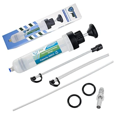 Image de SMOTIVEPRO Pistolet d&#039;aspiration d&#039;huile, seringue de liquide frein automobile avec tuyau transfert fluide, capacité 200 cc, pompe d&#039;huile