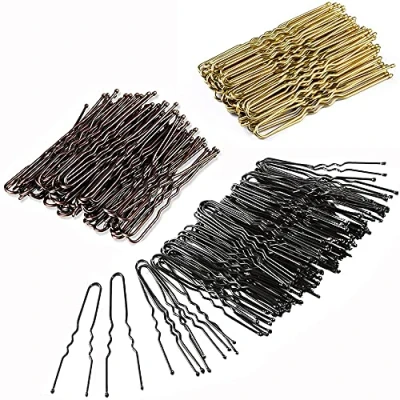 Image de 200Pcs Epingles à Cheveux en Forme de U, Basicon Épingles chignon invisibles Maintien Sécurisé Pinces pour les Filles et Femmes, Marron or noir