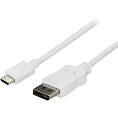 Image de StarTech.com Câble Adaptateur 1,8 m USB C vers DisplayPort 1.2 4K 60Hz DP HBR2 Vidéo Type Alt Mode Moniteur Thunderbolt 3 Blanc (CDP2DPMM6W)