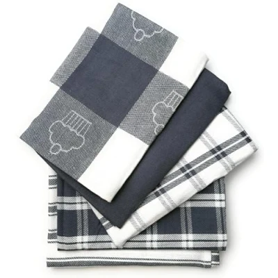 Image de LivinEase Torchon de Cuisine Lot 5 Torchons 100% Coton en durables et Super absorbants Gris