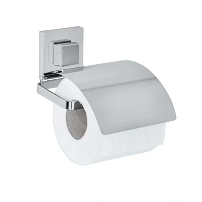 Image de WENKO Vacuum Loc® dérouleur de Papier WC avec Couvercle en Acier INOX Quadro Brillant