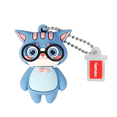 Image de GARRULAX Clé USB 32 Go étanche en silicone 2.0 haute vitesse avec stylo, stockage de la date et disque U (chat bleu)