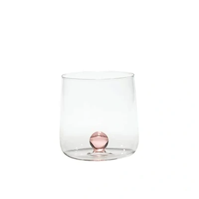 Image de Zafferano Bilia Tumbler en Verre Transparent Fait Main, Décoré d&#039;une Boule de Coloré à L&#039;Intérieur, cl 44 h 90mm d 88mm Set 6 pièces Rose
