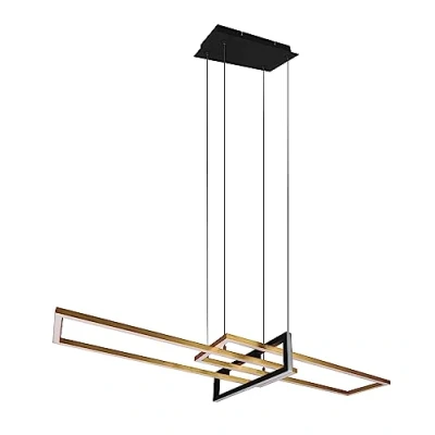 Image de Trio, Suspension, Salinas incl. 1 x LED,SMD,34,0 Watt,3000K,4200 Lm. Corps: Métal, Laiton mat L:110,0cm, L:40,0cm, H:150,0cm Réglable avec interrupteur,IP20,Réglable en hauteur,Non variable