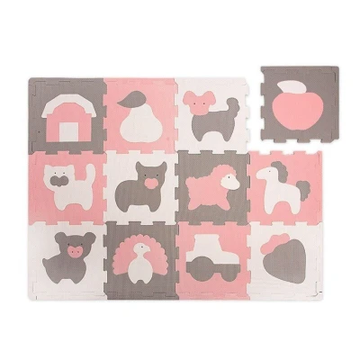 Image de Hakuna Matte Tapis de Jeu en Mousse pour bébés et Enfants 12 Dalles EVA thème Ferme dans Une boîte Carton Recyclable Puzzle 20% Plus épais Doux, sûr à 100%