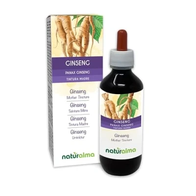 Image de Ginseng (Panax ginseng) racines Teinture Mère sans alcool Naturalma Extrait liquide gouttes 200 ml Complément alimentaire Végétalien ou végan