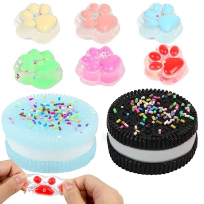 Image de 8 PCS Biscuits Anti Stress Patte de Chat, Jouet Squishy Cat Paw Squishy, Jouets Antistress, Sensoriel à Malaxer Mignon