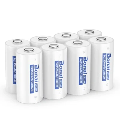 Image de BONAI CR123A Lithium Battery 3V 1500mAh CR123 Non Rechargeable Low Self Discharge Pack of 8 for Flashlights, Cameras, Toys, Alarm Systems, Microphones, Smart Instruments (Optimized)