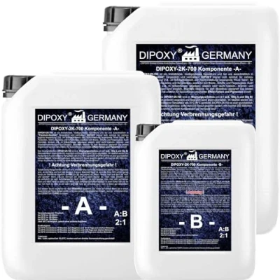 Image de 15Kg 2K Résine époxy transparente Glaçage Epoxyde bi composant Epoxy Resine Coulée Cristalline PRV table sol bois fibre carrelage colle DIPOXY 700