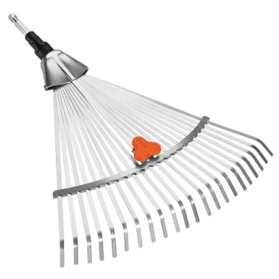 Image de Balai à gazon réglable Combisystem de Gardena : râteau feuillage, largeur travail variable 30 50 cm, idéal pour balayer les feuilles ou l&#039;herbe coupée, compatible avec tous manches cs (3103 20)