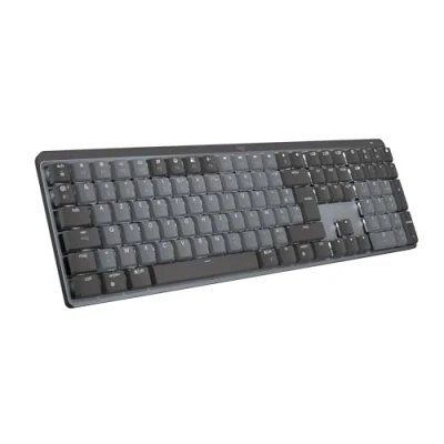 Image de Logitech MX Mechanical Clavier Sans Fil Rétroéclairé Performant, Boutons Tactiles Silencieux, Rétroéclairage, Bluetooth, USB C, macOS, Windows, Linux, iOS, Android, Métal, Français AZERTY Gris