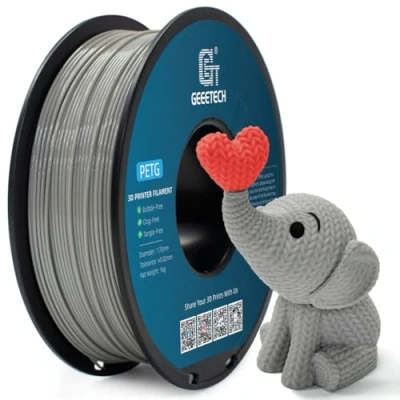 Image de GEEETECH Filament PETG 1,75 mm,Filament pour imprimante 3D,récision dimensionnelle +/ 0,02 mm,Bobine de 1 kg,Gris