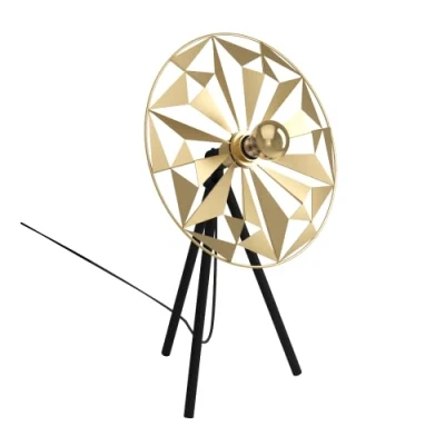 Image de Eglo lampe de chevet Castanuelo, table trépied à poser, luminaire tripode décoratif au style rétro, pour salon et chambre en métal doré noir, douille E27