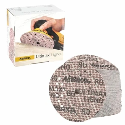 Image de Mirka Ultimax Ligno Ø 125mm Disques abrasifs autoagrippant Multifit/Grain 80/100 pièces/Multi Trous/pour poncer Les Surfaces en Bois