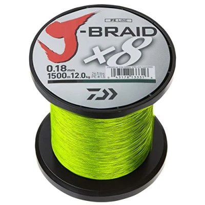Image de Daiwa J Braid X8 0.28mm 1500m chart. Tresse pêche