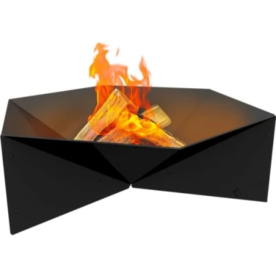 Image de Cuve à feu de Jardin Kratki Fire Gamma autoportante, hexagonale, Dimensions L69,2 x L60,5 H22,5 cm, Poids 15,5 kg, en Acier Robuste et résistant la Chaleur