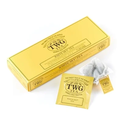 Image de TWG Tea Thé White Sky Blanc Fleurs D’Ylang Ylang 15 Sachets de en Coton Cousus à la Main Coffret Cadeau