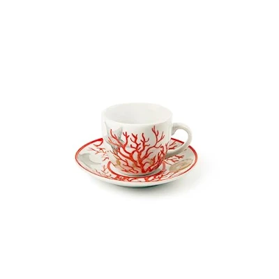 Image de Excelsa Coral Set 6 Tasses à café avec soucoupe, Porcelaine, Multicolore