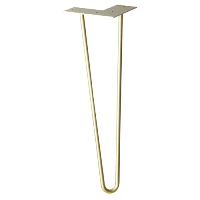 Image de Wagner Pied de Meuble/Pied Table/Pied en épingle à Cheveux Hairpin Leg Style rétro Acier revêtu doré, 12 x 40 cm, Conique/incliné, Plaque Montage intégrée 12824501