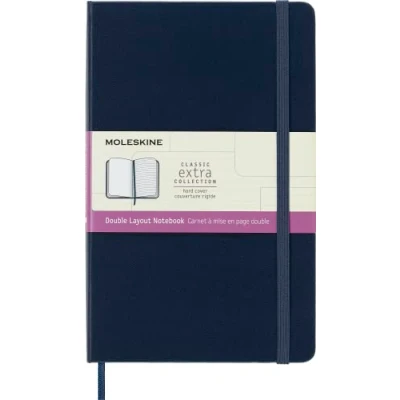Image de Moleskine, Classic Notebook, Pages Blanches et Lignées, Couverture Rigide Fermeture Elastique, Grand Format 13x21 cm, Couleur Bleu Saphir, 192