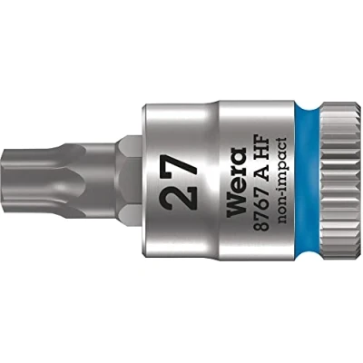 Image de Wera 05003367001 8767 A HF Torx Douille Embout Zyklop à emmanchement 1/4&quot; avec fonction de retenue, TX 27 x 28 mm, Bleu